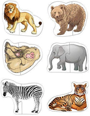 Kidz Valle Wild Animals Early Start 2 Piece Puzzles for Age 12 Months and Above