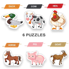 Kidz Valle Farm Animals Early Start 2 Piece Puzzles for Age 12 Months and Above