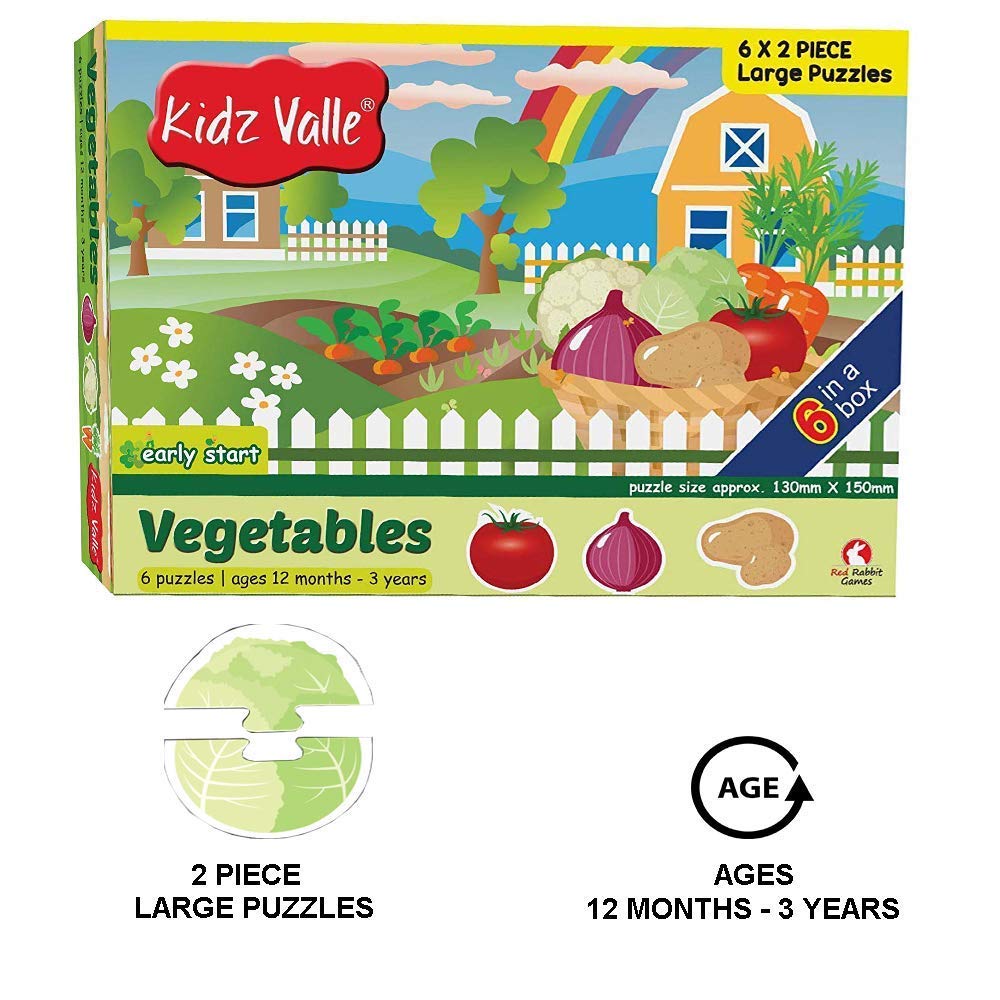 Kidz Valle Vegetables Early Start 2 Piece Puzzles for Age 12 Months and Above