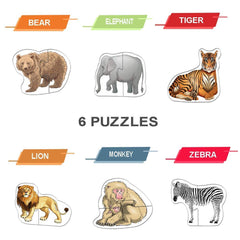 Kidz Valle Wild Animals Early Start 2 Piece Puzzles for Age 12 Months and Above