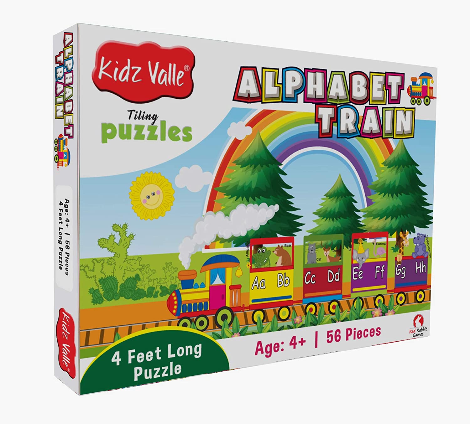 Kidz Valle Alphabet Train 4 Feet Long 56 Pieces Jigsaw Puzzle for Age 4 Years and Above,