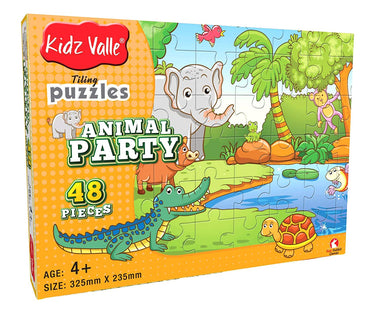 Kidz Valle Animal Party 48 Pieces Jigsaw Puzzle, for Age 4 Years and Above, Size: 32.5 cm X 23.5 cm