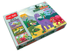 Kidz Valle Dino World Jigsaw Puzzle, Early Start Puzzles - Set of 3, 12 Piece Puzzles for Age 3 Years and Above, Size: 18.4 cm x 13.3 cm