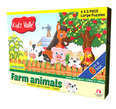 Kidz Valle Farm Animals Early Start 2 Piece Puzzles for Age 12 Months and Above