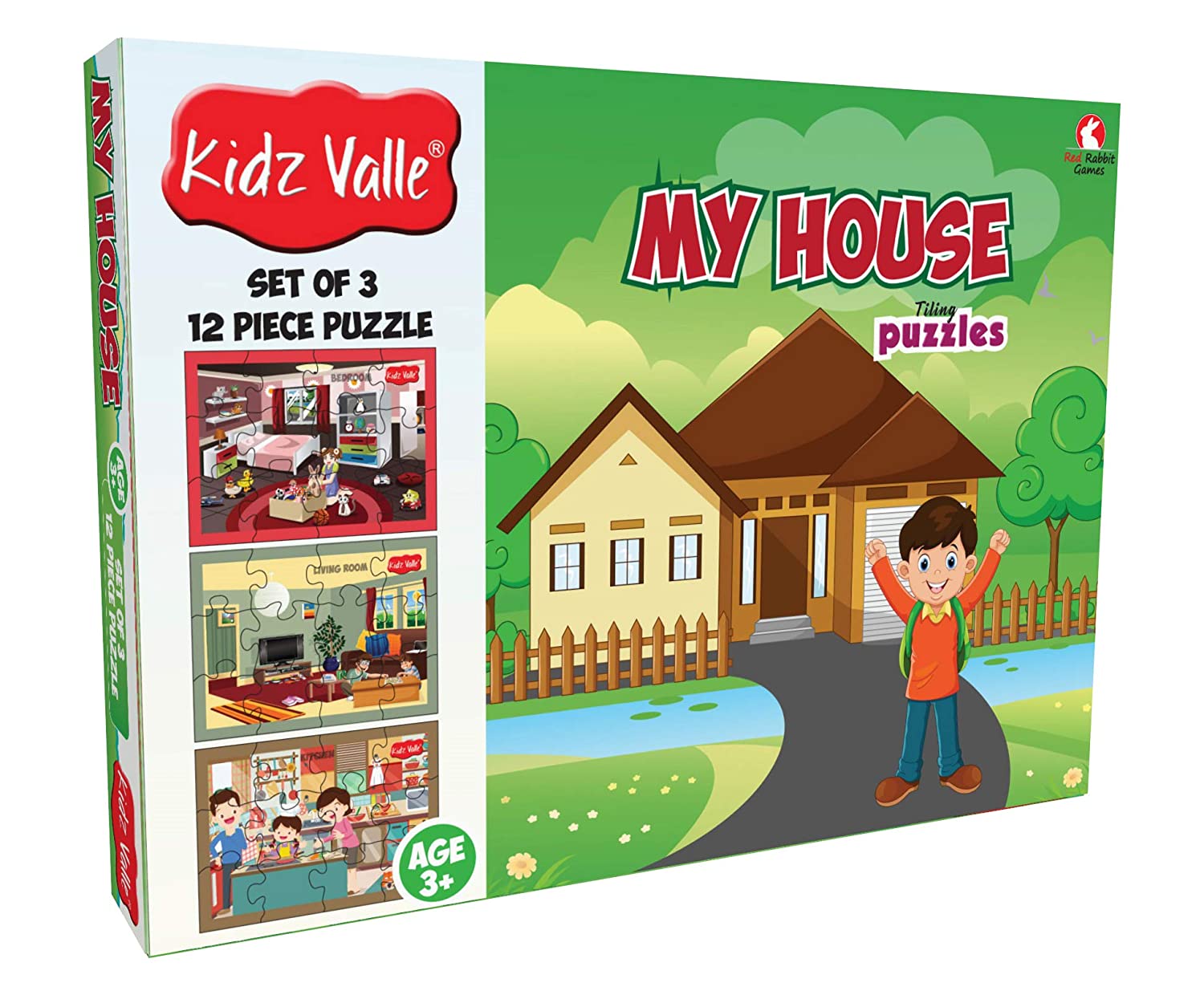 Kidz Valle My House Jigsaw Puzzle, Early Start Puzzles - Set of 3, 12 Piece Puzzles for Age 3 Years and Above, Size: 18.4 cm x 13.3 cm