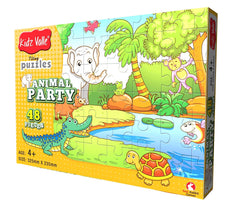 Kidz Valle Animal Party 48 Pieces Jigsaw Puzzle, for Age 4 Years and Above, Size: 32.5 cm X 23.5 cm
