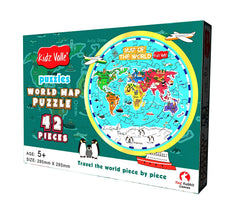 Kidz Valle World Map 42 Pieces Jigsaw Puzzle, for Age 5 Years and Above, Size: 28.5 cm X 28.5 cm
