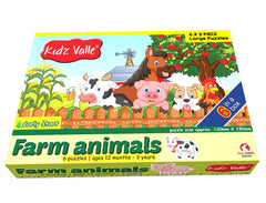 Kidz Valle Farm Animals Early Start 2 Piece Puzzles for Age 12 Months and Above