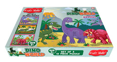 Kidz Valle Dino World Jigsaw Puzzle, Early Start Puzzles - Set of 3, 12 Piece Puzzles for Age 3 Years and Above, Size: 18.4 cm x 13.3 cm