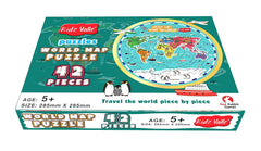 Kidz Valle World Map 42 Pieces Jigsaw Puzzle, for Age 5 Years and Above, Size: 28.5 cm X 28.5 cm