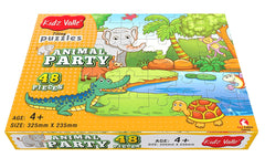 Kidz Valle Animal Party 48 Pieces Jigsaw Puzzle, for Age 4 Years and Above, Size: 32.5 cm X 23.5 cm
