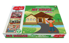 Kidz Valle My House Jigsaw Puzzle, Early Start Puzzles - Set of 3, 12 Piece Puzzles for Age 3 Years and Above, Size: 18.4 cm x 13.3 cm