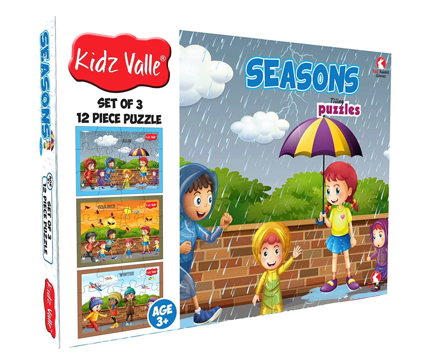 Kidz Valle Seasons Jigsaw Puzzle, Early Start Puzzles - Set of 3, 12 Piece Puzzles for Age 3 Years and Above, Size: 18.4 cm x 13.3 cm