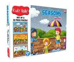 Kidz Valle Seasons Jigsaw Puzzle, Early Start Puzzles - Set of 3, 12 Piece Puzzles for Age 3 Years and Above, Size: 18.4 cm x 13.3 cm