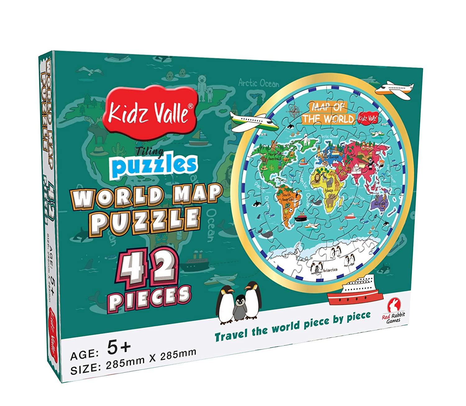 Kidz Valle World Map 42 Pieces Jigsaw Puzzle, for Age 5 Years and Above, Size: 28.5 cm X 28.5 cm