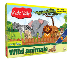 Kidz Valle Wild Animals Early Start 2 Piece Puzzles for Age 12 Months and Above