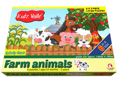 Kidz Valle Farm Animals Early Start 2 Piece Puzzles for Age 12 Months and Above