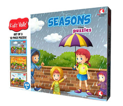 Kidz Valle Seasons Jigsaw Puzzle, Early Start Puzzles - Set of 3, 12 Piece Puzzles for Age 3 Years and Above, Size: 18.4 cm x 13.3 cm